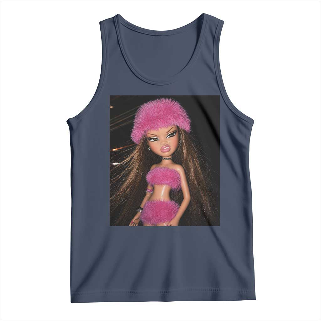 Funny Disgusting Doll Face Meme Tank Top Expression Hilarious Sarcastic TS10 Navy Print Your Wear