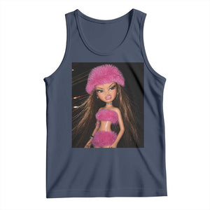 Funny Disgusting Doll Face Meme Tank Top Expression Hilarious Sarcastic TS10 Navy Print Your Wear