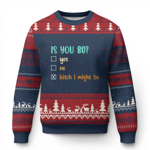 80th Birthday Ugly Christmas Sweater Funny Is You 80 Gift Idea 80 Year Old TS10 Navy Red Print Your Wear