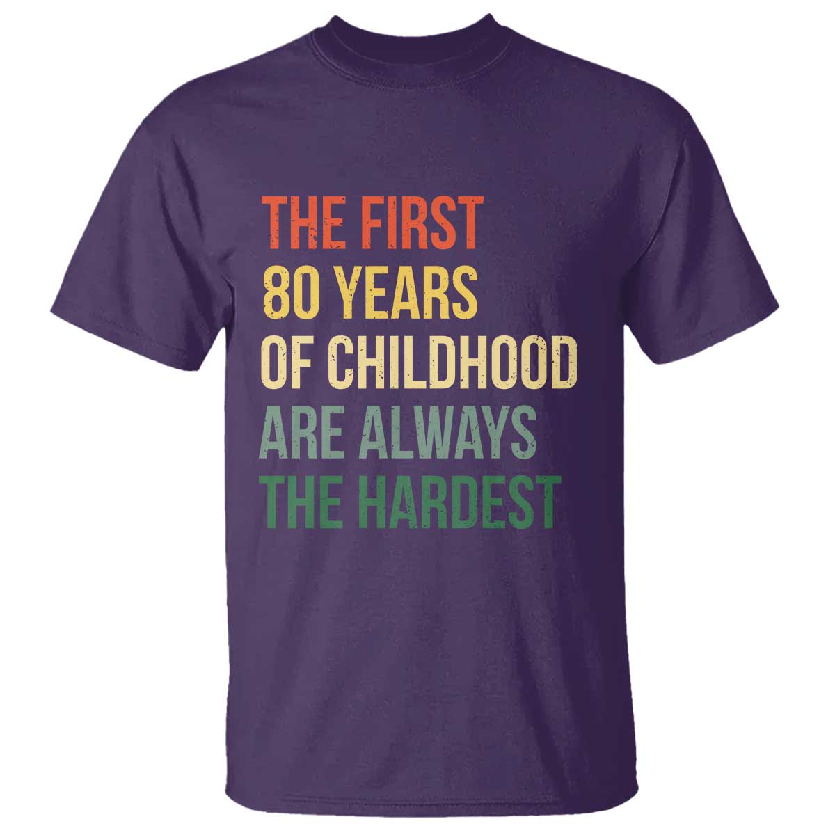 80th Birthday T Shirt Retro The First 80 Years Childhood Hardest TS10 Purple Print Your Wear