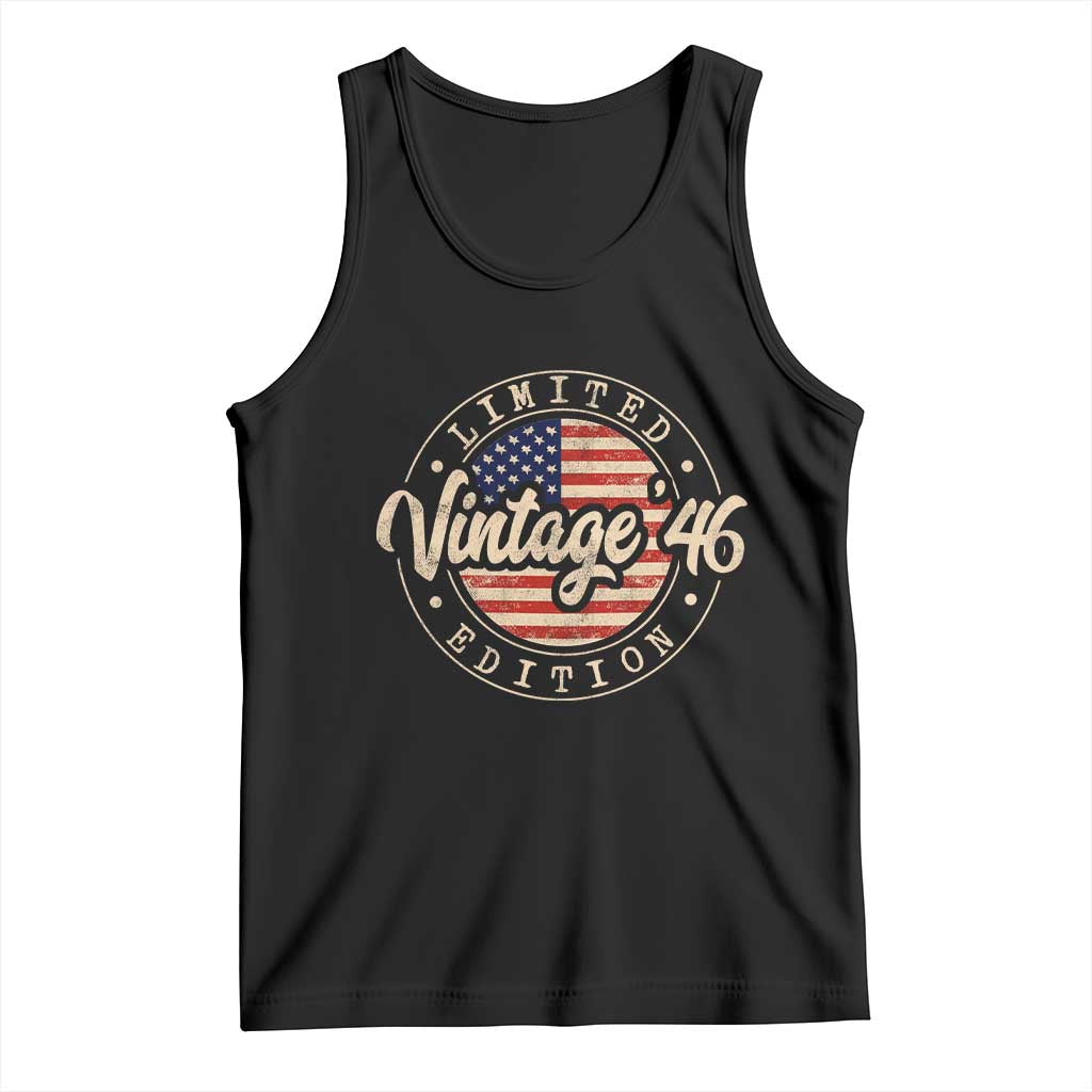 Vintage 1946 Stamp Tank Top Funny 80th Birthday USA Flag 80 Year Old Bday TS10 Black Print Your Wear