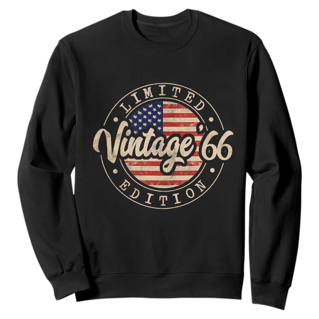 Vintage 1966 Stamp Sweatshirt Funny 60th Birthday USA Flag 60 Year Old Bday TS10 Black Print Your Wear