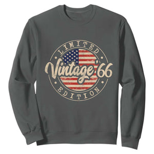 Vintage 1966 Stamp Sweatshirt Funny 60th Birthday USA Flag 60 Year Old Bday TS10 Dark Heather Print Your Wear