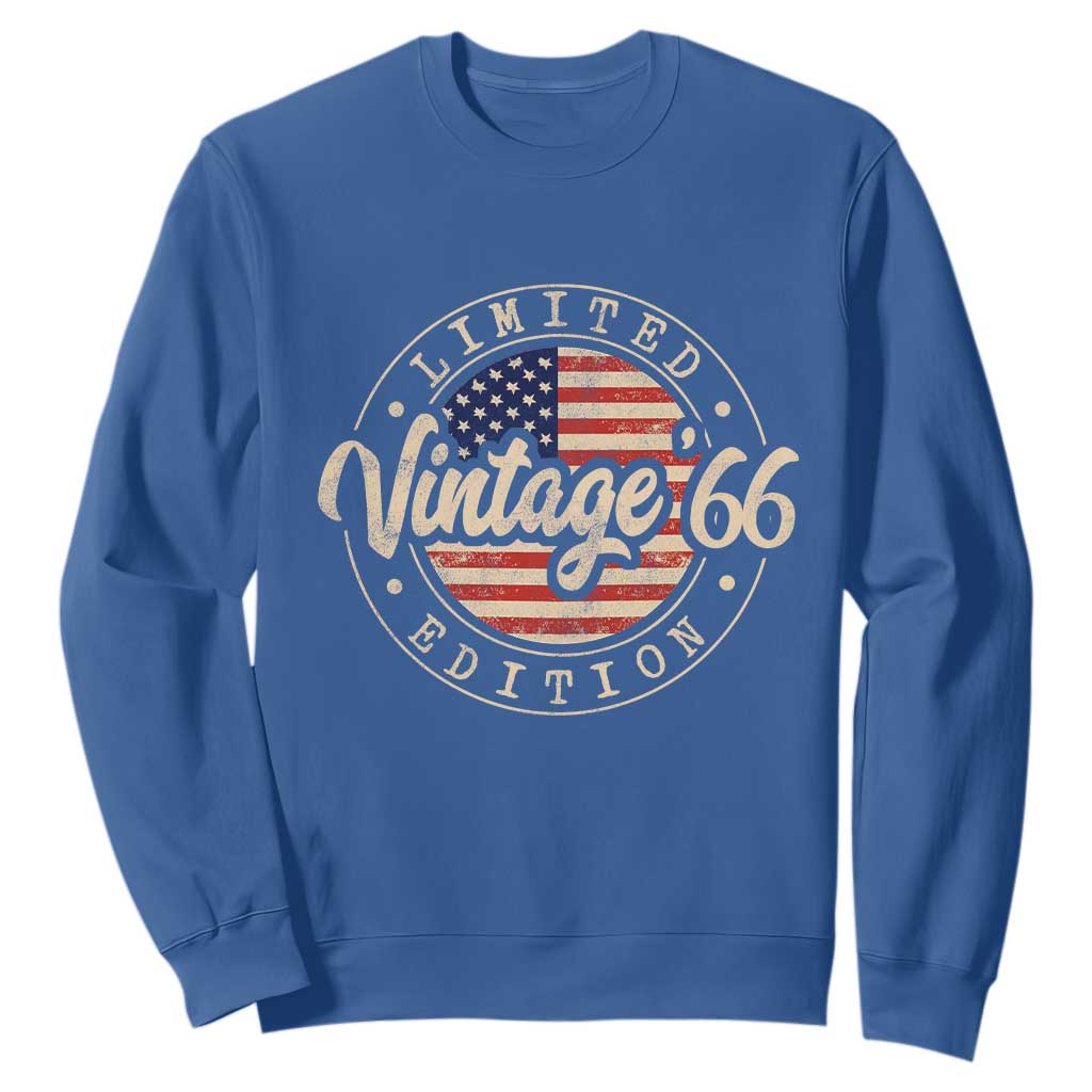 Vintage 1966 Stamp Sweatshirt Funny 60th Birthday USA Flag 60 Year Old Bday TS10 Royal Blue Print Your Wear