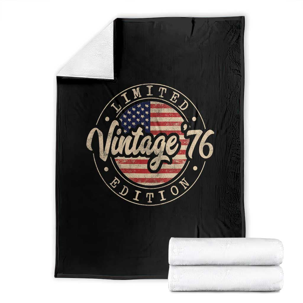 Vintage 1976 Stamp Throw Blanket Funny 50th Birthday USA Flag 50 Year Old Bday TS10 Black Print Your Wear