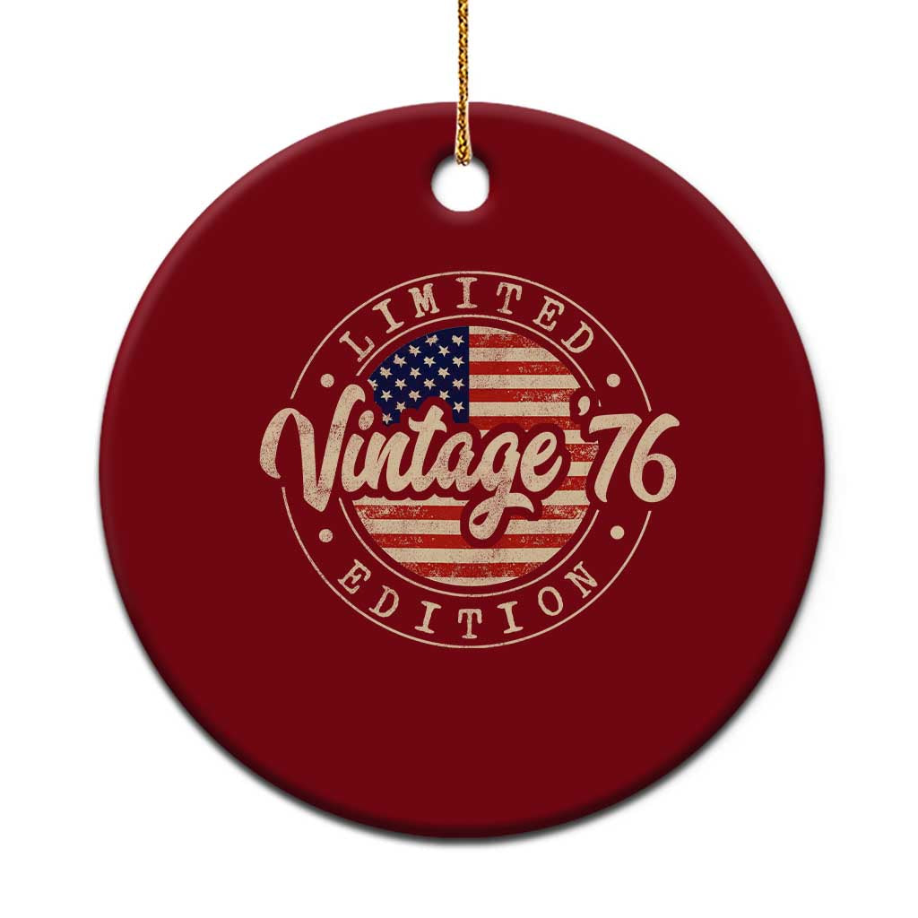 Vintage 1976 Stamp Ceramic Ornament Funny 50th Birthday USA Flag 50 Year Old Bday TS10 1pc Red Print Your Wear