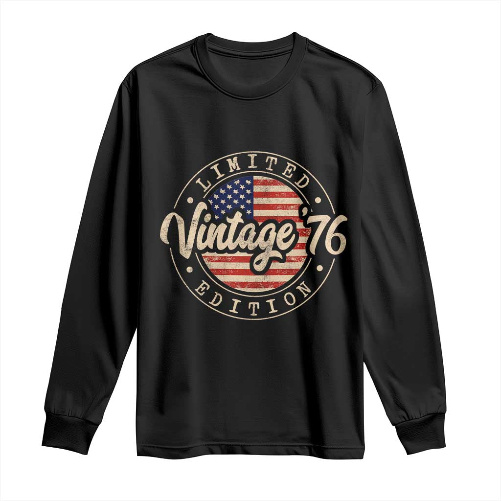 Vintage 1976 Stamp Long Sleeve Shirt Funny 50th Birthday USA Flag 50 Year Old Bday TS10 Black Print Your Wear
