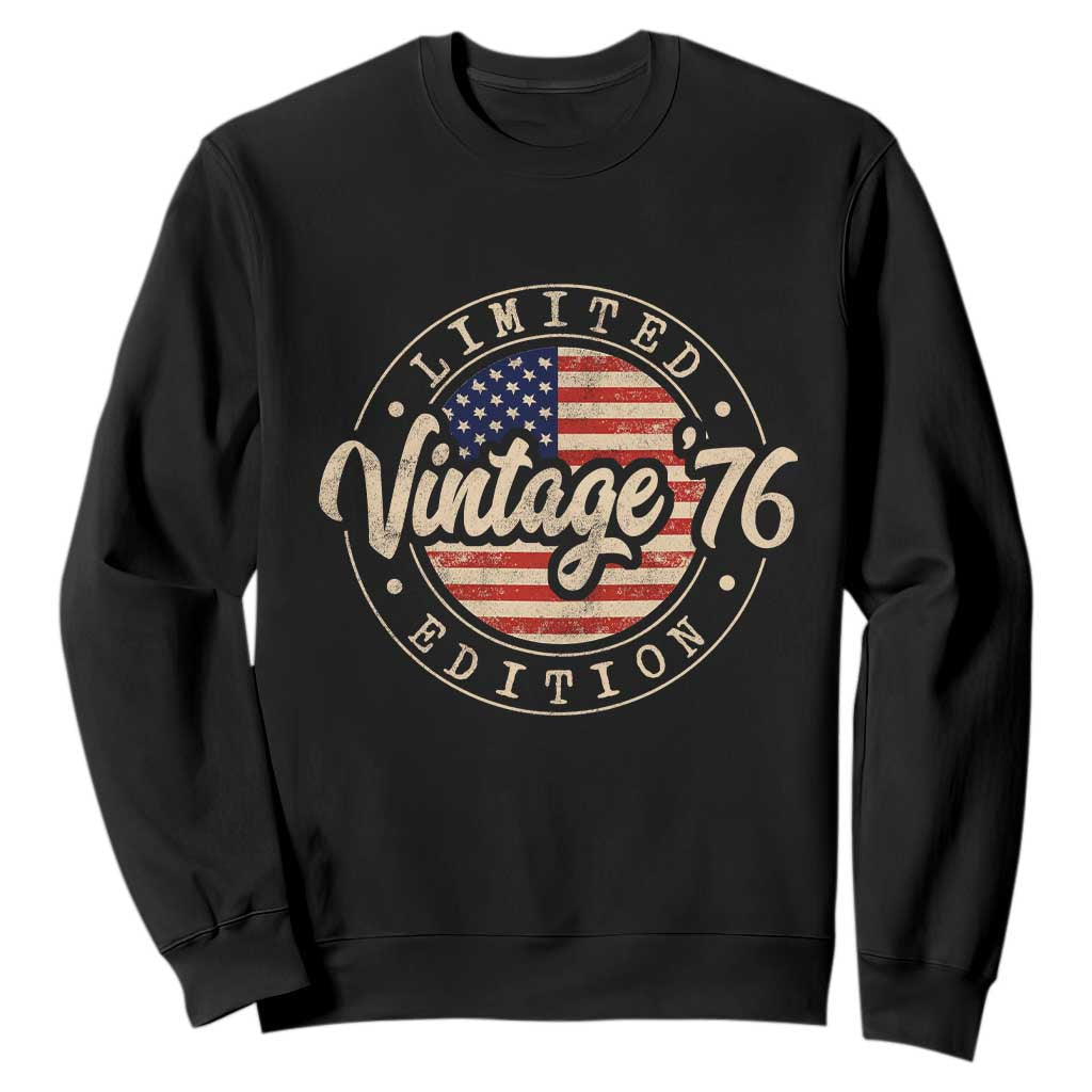 Vintage 1976 Stamp Sweatshirt Funny 50th Birthday USA Flag 50 Year Old Bday TS10 Black Print Your Wear