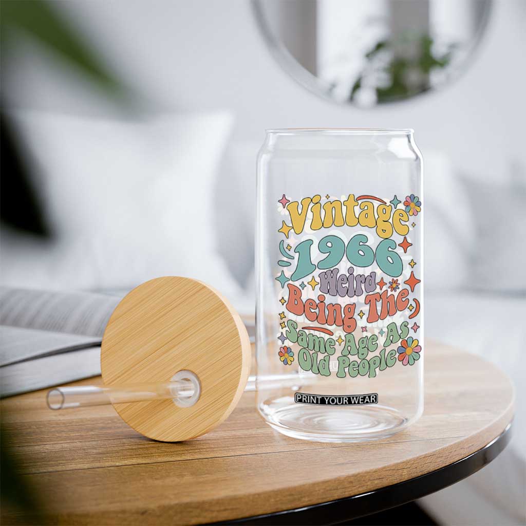 Funny 60th Birthday Glass Can Retro Groovy 1966 Weird Being The Same Age As Old People TS10 Print Your Wear