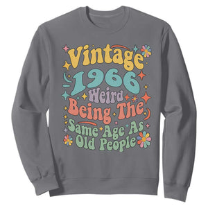Funny 60th Birthday Sweatshirt Retro Groovy 1966 Weird Being The Same Age As Old People TS10 Charcoal Print Your Wear