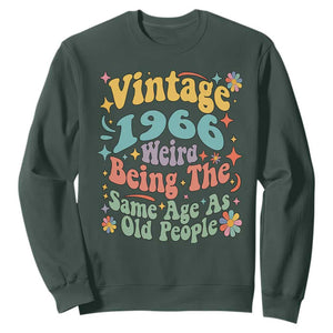 Funny 60th Birthday Sweatshirt Retro Groovy 1966 Weird Being The Same Age As Old People TS10 Dark Forest Green Print Your Wear