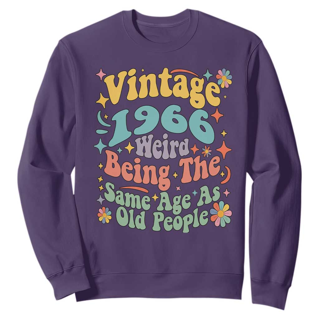Funny 60th Birthday Sweatshirt Retro Groovy 1966 Weird Being The Same Age As Old People TS10 Purple Print Your Wear