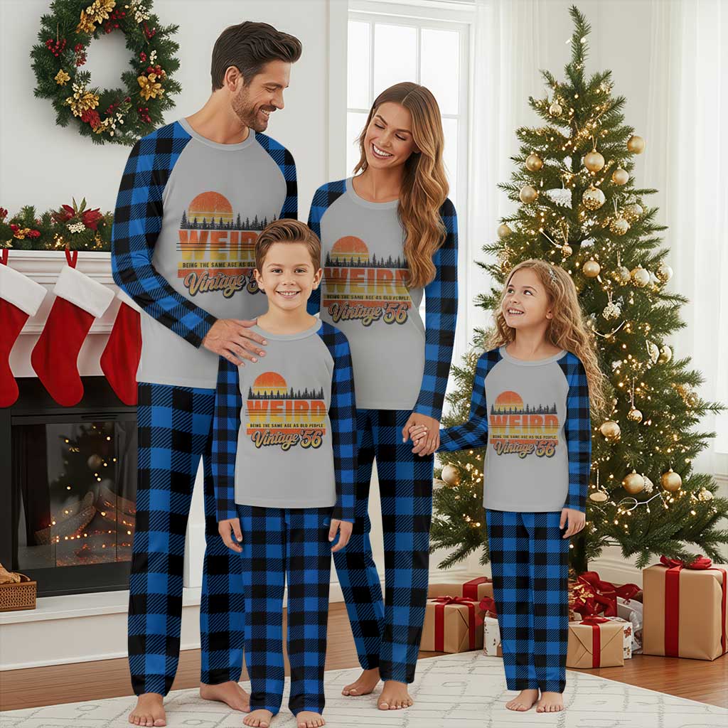 Funny 70th Birthday Plaid Pajama Set Retro 1956 Weird Being The Same Age As Old People TS10 Blue Plaid Print Your Wear