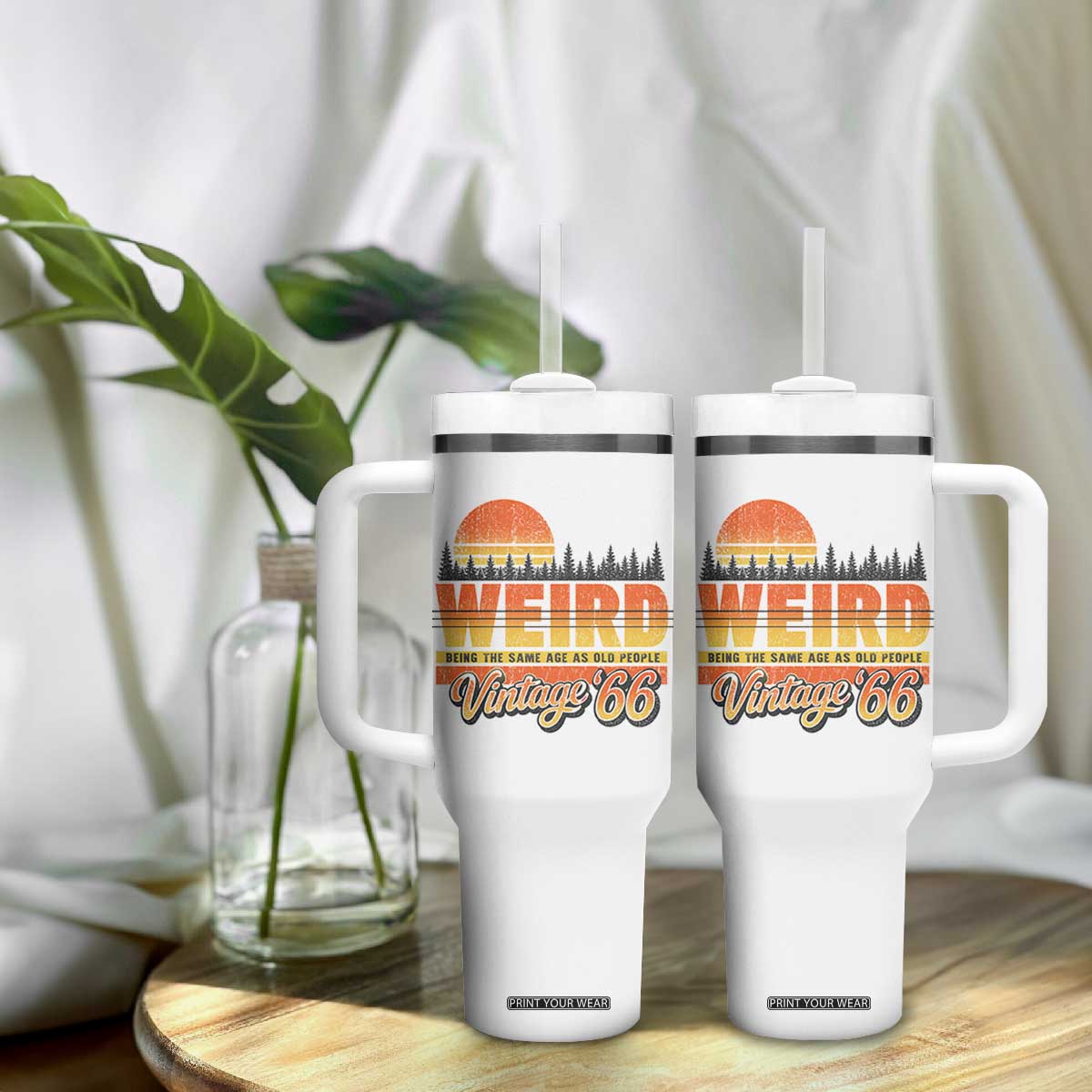 Funny 60th Birthday Tumbler With Handle Retro 1966 Weird Being The Same Age As Old People TS10 Print Your Wear