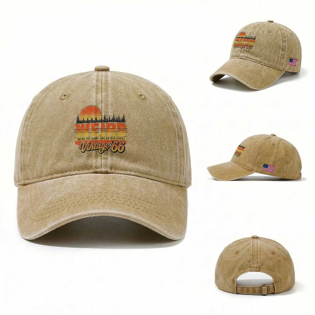 Funny 60th Birthday Washed Cotton Baseball Cap Retro 1966 Weird Being The Same Age As Old People TS10 Washed Cap Universal Fit Khaki Print Your Wear