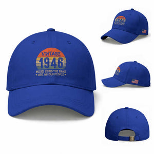 80th Birthday Baseball Cap Retro 1946 Weird Being The Same Age As Old People TS10 Baseball Cap Universal Fit Royal Blue Print Your Wear