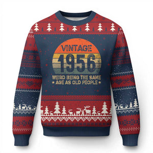 70th Birthday Ugly Christmas Sweater Retro 1956 Weird Being The Same Age As Old People TS10 Navy Red Print Your Wear