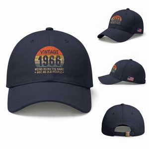 60th Birthday Baseball Cap Retro 1966 Weird Being The Same Age As Old People TS10 Baseball Cap Universal Fit Navy Print Your Wear