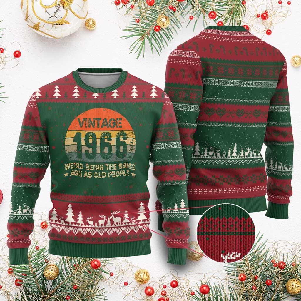 60th Birthday Ugly Christmas Sweater Retro 1966 Weird Being The Same Age As Old People TS10 Red Green Print Your Wear