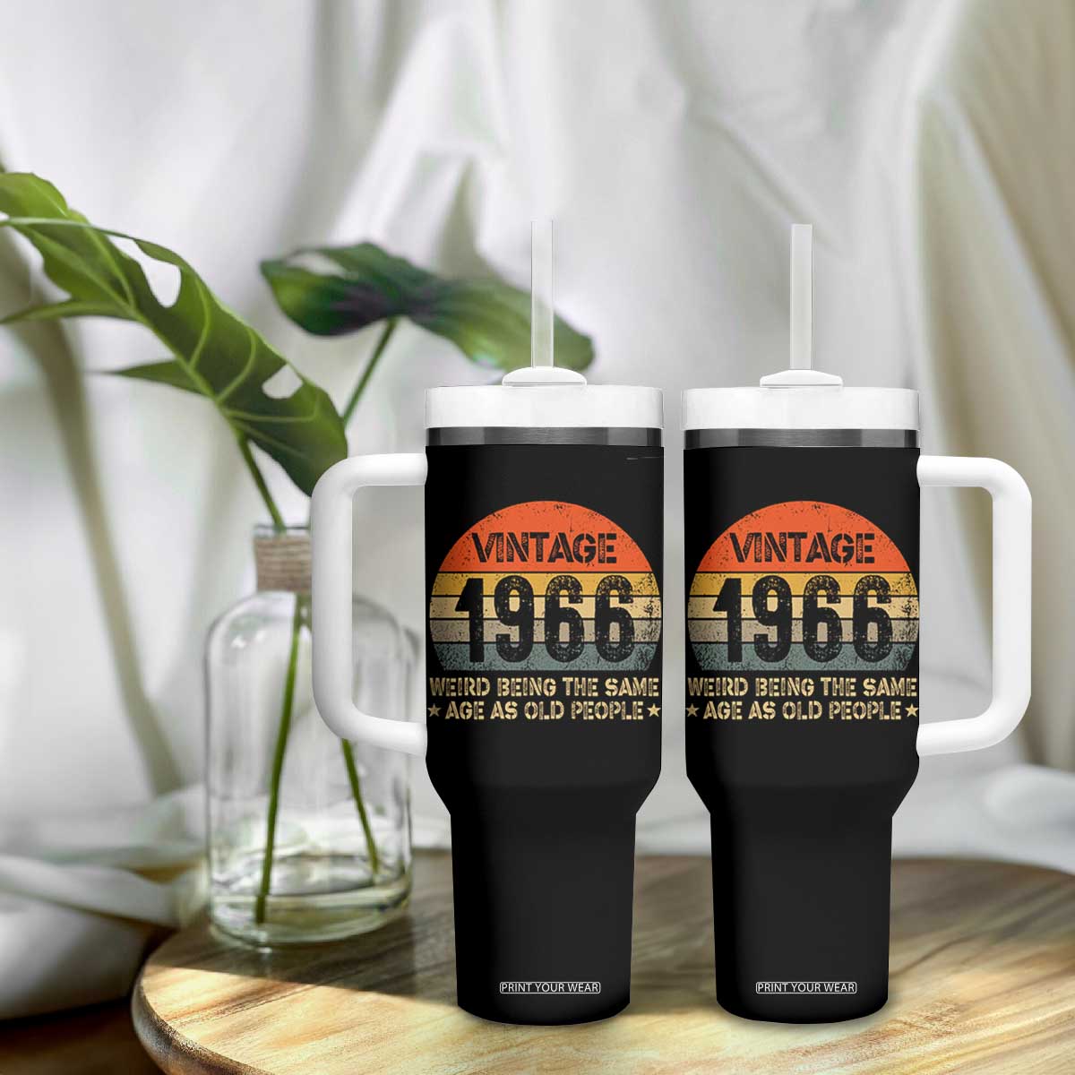 60th Birthday Tumbler With Handle Retro 1966 Weird Being The Same Age As Old People TS10 Print Your Wear