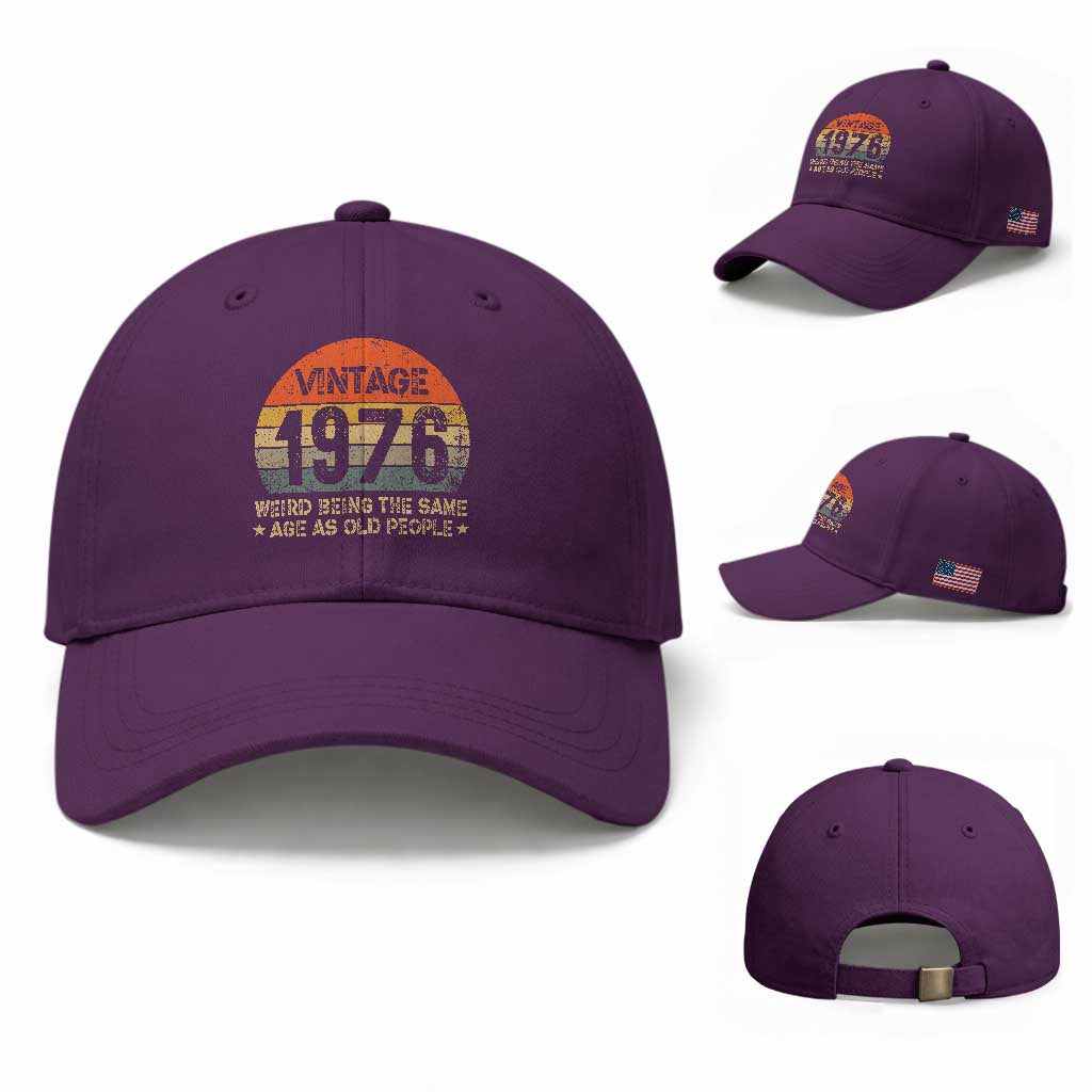 50th Birthday Baseball Cap Retro 1976 Weird Being The Same Age As Old People TS10 Baseball Cap Universal Fit Purple Print Your Wear