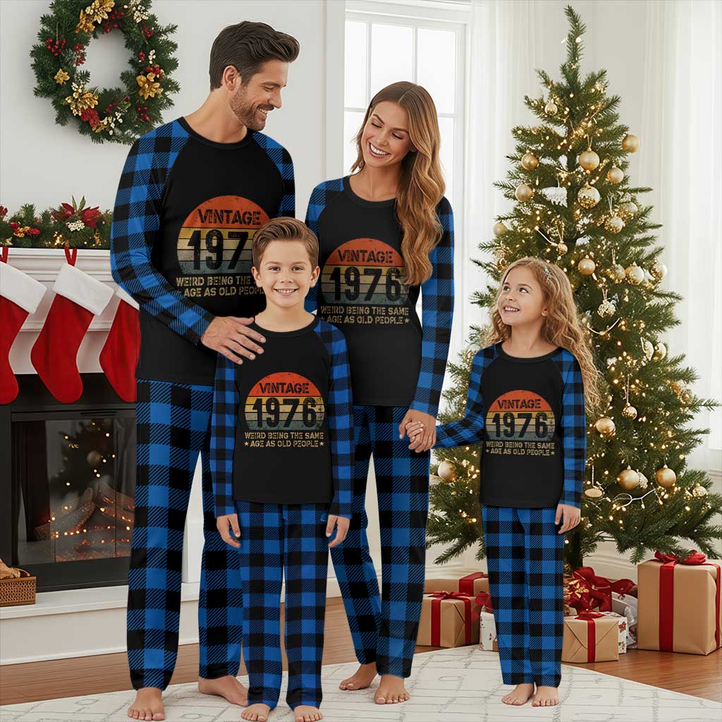 50th Birthday Plaid Pajama Set Retro 1976 Weird Being The Same Age As Old People TS10 Blue Plaid Print Your Wear