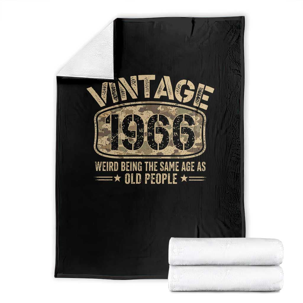 60th Birthday Gift For Men Throw Blanket Retro Camo 1966 Weird Being The Same Age As Old People TS10 Black Print Your Wear
