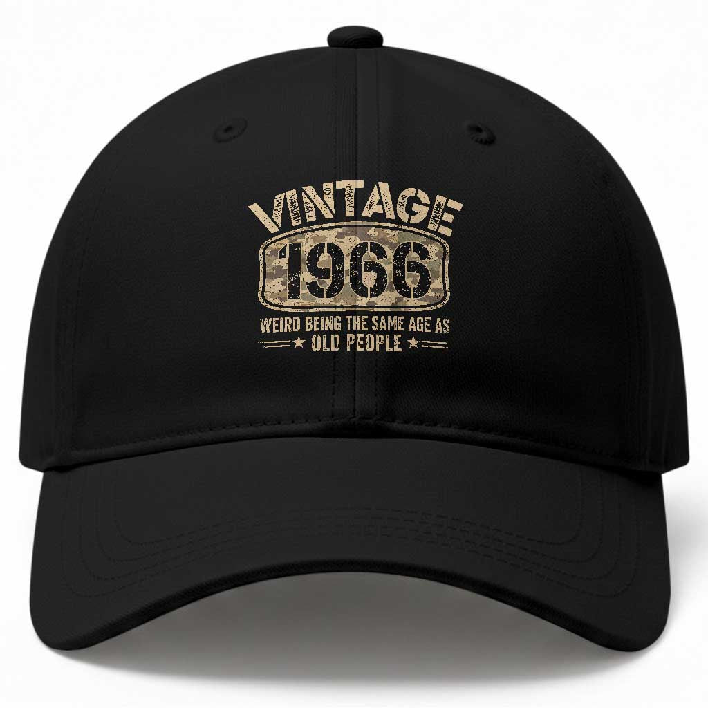 60th Birthday Gift For Men Baseball Cap Retro Camo 1966 Weird Being The Same Age As Old People TS10 Print Your Wear