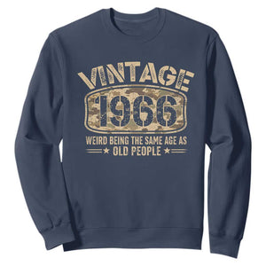 60th Birthday Gift For Men Sweatshirt Retro Camo 1966 Weird Being The Same Age As Old People TS10 Navy Print Your Wear