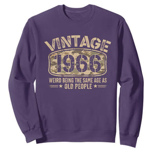 60th Birthday Gift For Men Sweatshirt Retro Camo 1966 Weird Being The Same Age As Old People TS10 Purple Print Your Wear
