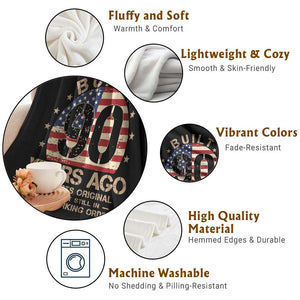 Funny 90th Birthday Throw Blanket Vintage US Flag Built 90 Years Ago Parts Original TS10 Print Your Wear