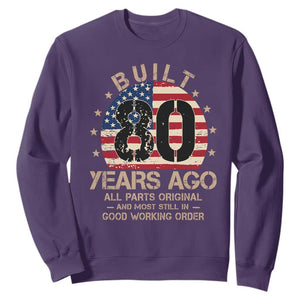 Funny 80th Birthday Sweatshirt Vintage US Flag Built 80 Years Ago Parts Original TS10 Purple Print Your Wear