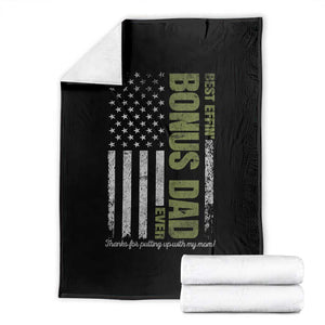 Best Effin Bonus Dad Ever Throw Blanket Vintage Step Dad American Flag TS10 Black Print Your Wear