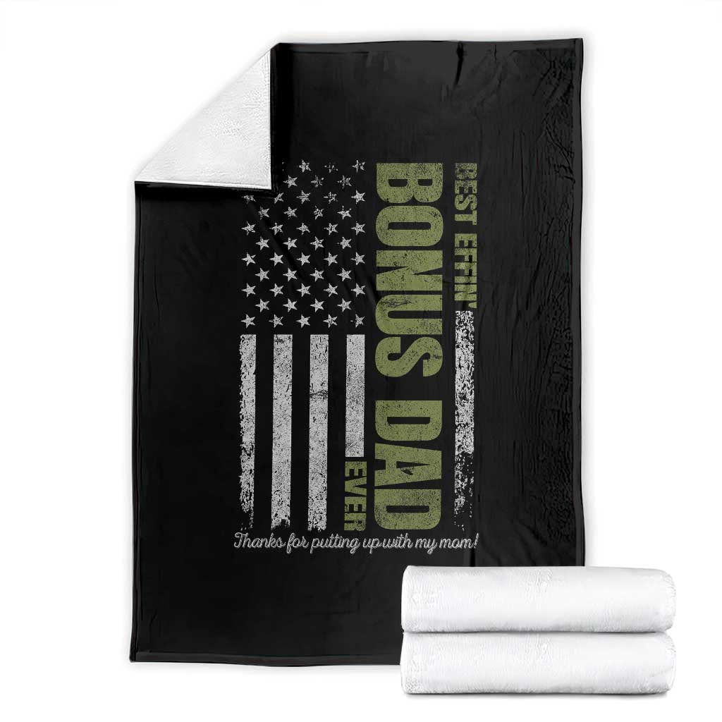 Best Effin Bonus Dad Ever Throw Blanket Vintage Step Dad American Flag TS10 Black Print Your Wear
