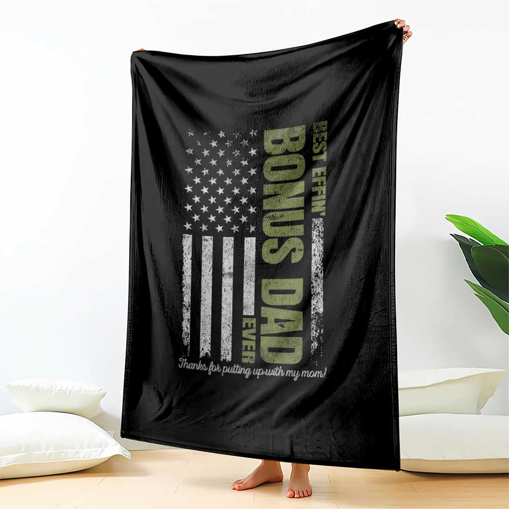Best Effin Bonus Dad Ever Throw Blanket Vintage Step Dad American Flag TS10 Print Your Wear