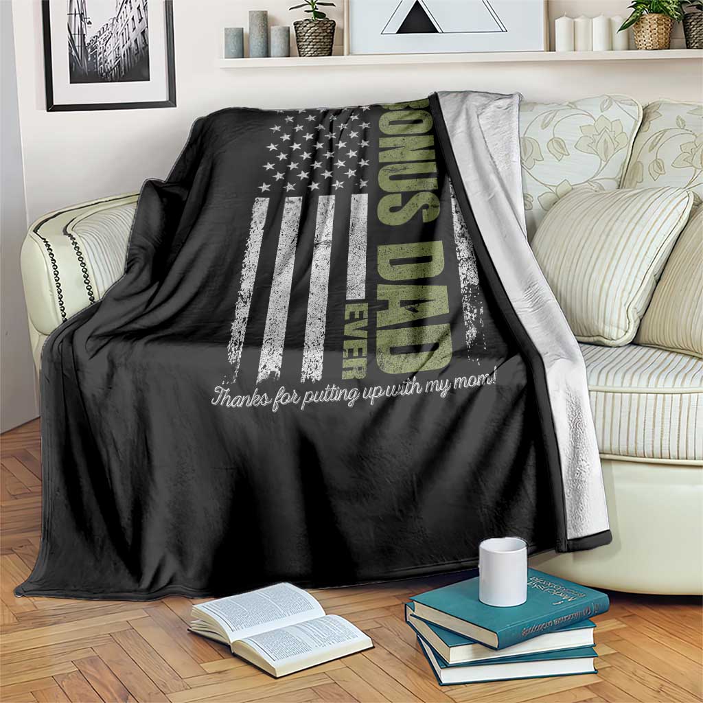 Best Effin Bonus Dad Ever Throw Blanket Vintage Step Dad American Flag TS10 Print Your Wear