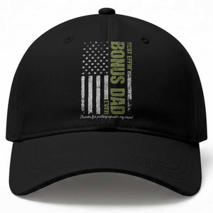 Best Effin Bonus Dad Ever Baseball Cap Vintage Step Dad American Flag TS10 Print Your Wear