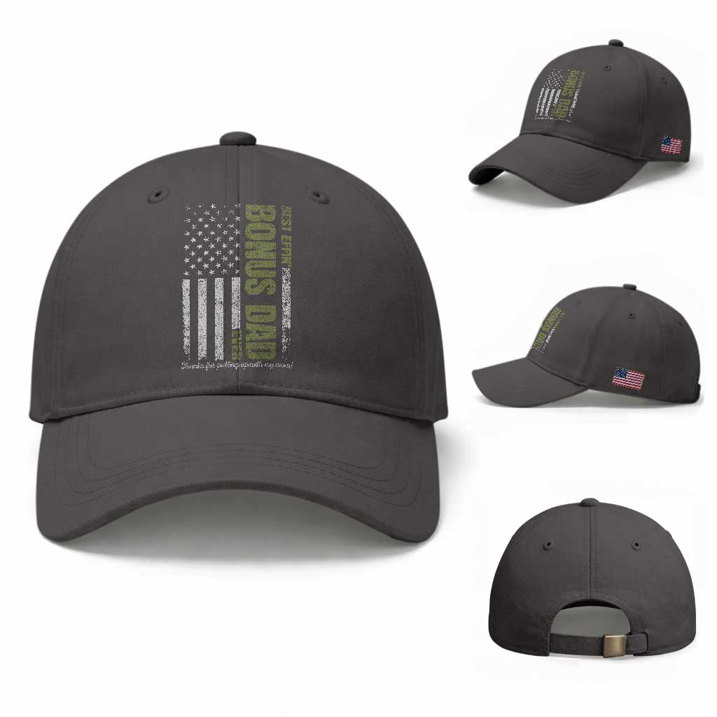 Best Effin Bonus Dad Ever Baseball Cap Vintage Step Dad American Flag TS10 Baseball Cap Universal Fit Dark Gray Print Your Wear