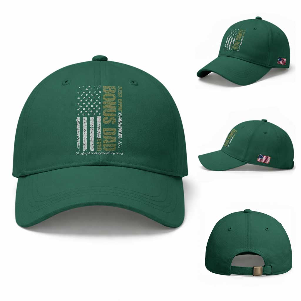 Best Effin Bonus Dad Ever Baseball Cap Vintage Step Dad American Flag TS10 Baseball Cap Universal Fit Irish Green Print Your Wear