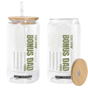Best Effin Bonus Dad Ever Glass Can Vintage Step Dad American Flag TS10 Print Your Wear