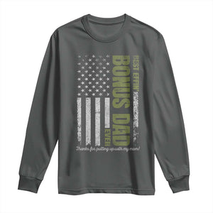 Best Effin Bonus Dad Ever Long Sleeve Shirt Vintage Step Dad American Flag TS10 Dark Heather Print Your Wear