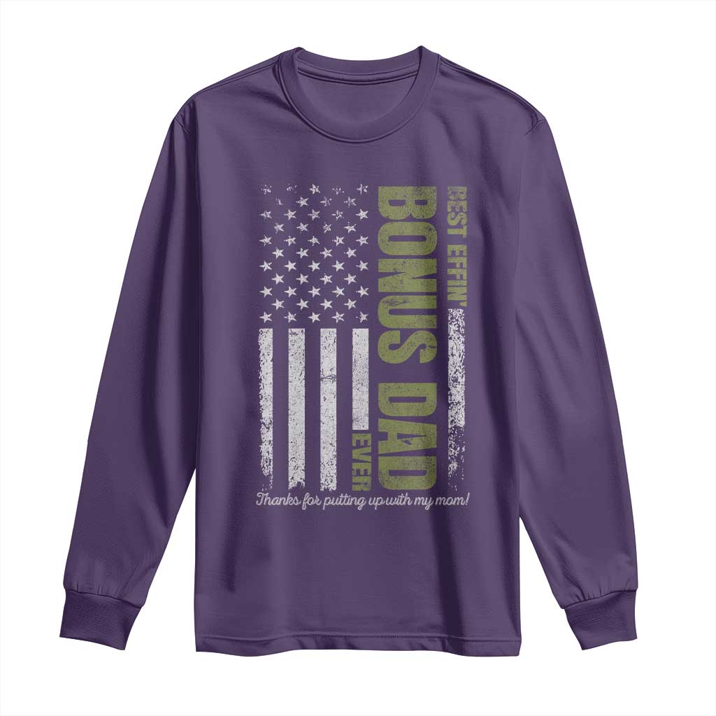 Best Effin Bonus Dad Ever Long Sleeve Shirt Vintage Step Dad American Flag TS10 Purple Print Your Wear