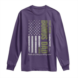 Best Effin Bonus Dad Ever Long Sleeve Shirt Vintage Step Dad American Flag TS10 Purple Print Your Wear