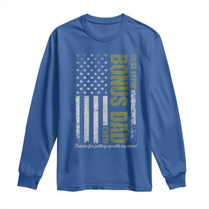 Best Effin Bonus Dad Ever Long Sleeve Shirt Vintage Step Dad American Flag TS10 Royal Blue Print Your Wear