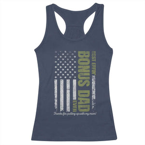 Best Effin Bonus Dad Ever Racerback Tank Top Vintage Step Dad American Flag TS10 Navy Print Your Wear