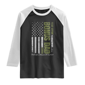 Best Effin Bonus Dad Ever Raglan Shirt Vintage Step Dad American Flag TS10 Black White Print Your Wear