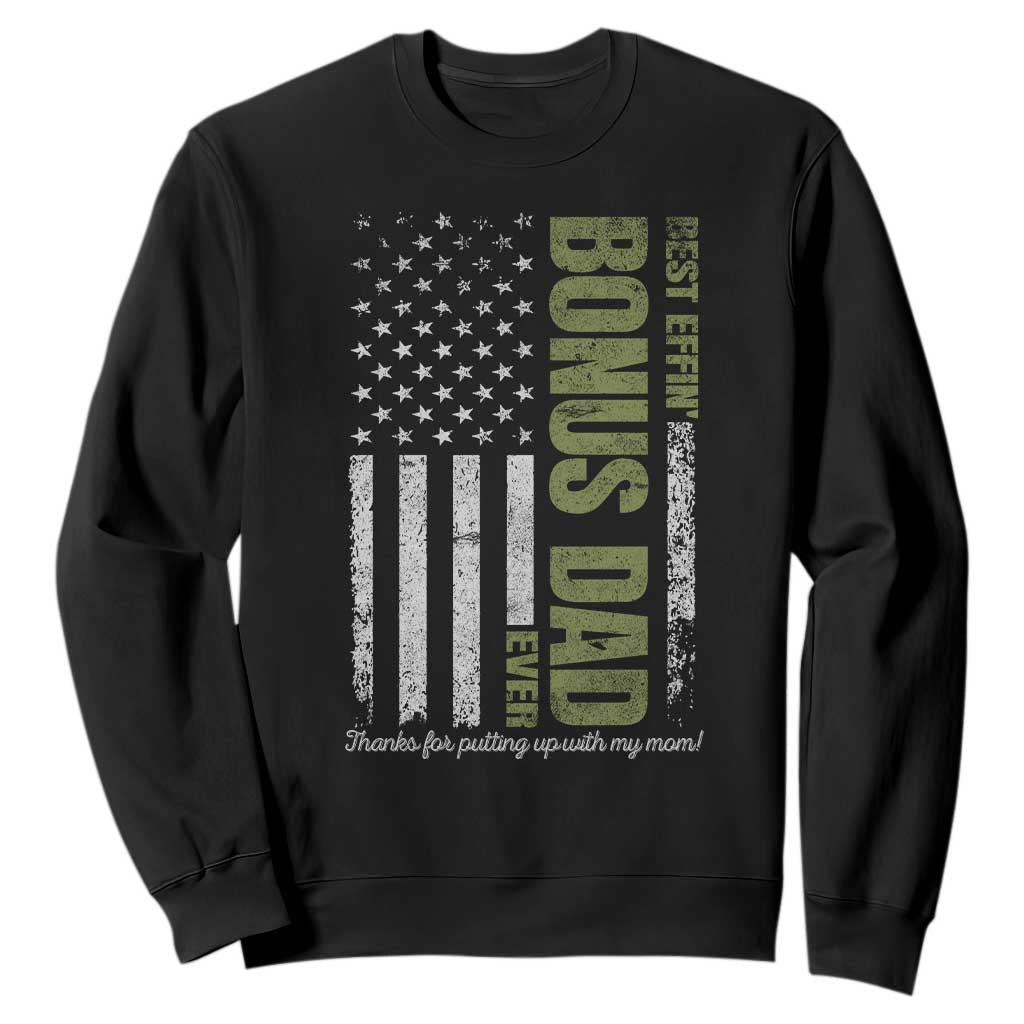 Best Effin Bonus Dad Ever Sweatshirt Vintage Step Dad American Flag TS10 Black Print Your Wear