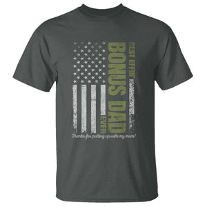 Best Effin Bonus Dad Ever T Shirt Vintage Step Dad American Flag TS10 Dark Heather Print Your Wear