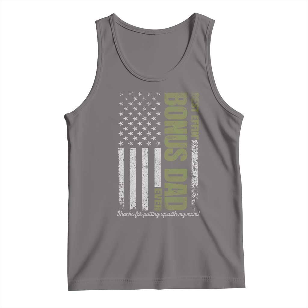 Best Effin Bonus Dad Ever Tank Top Vintage Step Dad American Flag TS10 Deep Heather Print Your Wear
