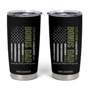 Best Effin Bonus Dad Ever Tumbler Cup Vintage Step Dad American Flag TS10 Black Print Your Wear